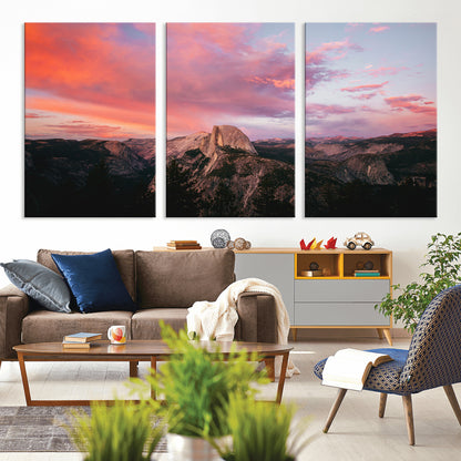 32786115-MGV-CV-36X24-Half Dome Wall Art Canvas Print, Framed Yosemite National Park Art Picture Print, Dramatic Sunset Perfect Adventurous Wilderness