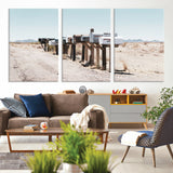 54616109-MGV-CV-36X24-Desert Mailboxes Wall Art – Rustic Rural Roadside Photography Canvas Print, American Southwest Landscape Home Decor for Living