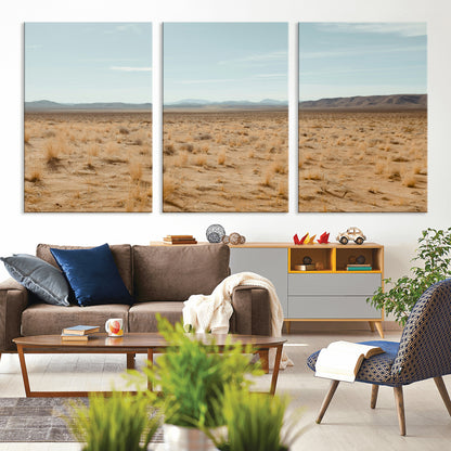 55918919-MGV-CV-36X24-Desert Landscape Wall Art – Golden Grass Plains and Mountain Horizon Canvas Print, Southwest Nature Photography Decor for Living