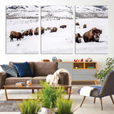 38217250-MGV-CV-36X24-Bison Herd Wall Art – Wildlife Canvas Print of Buffalo Winter Snow Scene, Rustic Western Lodge Décor, Farmhouse & Cabin Nature