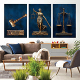 91629053-MGV-CV-36X24-Lady Justice Wall Art – Golden Gavel and Scales Canvas Print, Elegant Legal Office Decor for Lawyers, Judges, Courtroom or Study