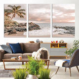 14214613-MGV-CV-36X24-Tropical Beach Wall Art – Palm Tree and Ocean Sunset Canvas Print, Relaxing Coastal Landscape Decor for Living Room, Bedroom, or