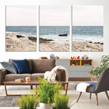 25481980-MGV-CV-36X24-Ocean Coastal Wall Art – Rocky Shoreline and Waves Canvas Print, Serene Beach Landscape Decor for Living Room, Bedroom, or Office