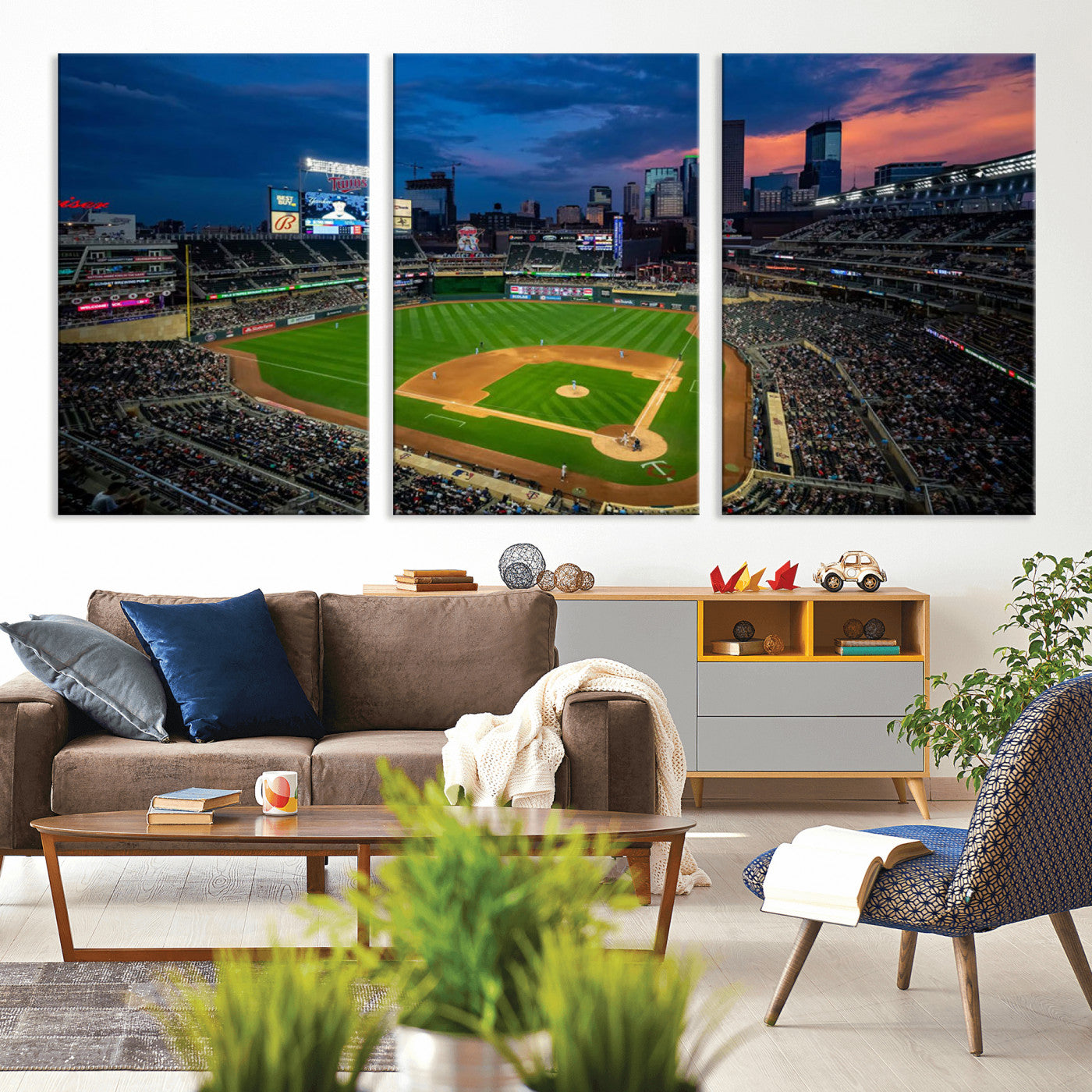 68222753-MGV-CV-36X24-Baseball Stadium Wall Art – Panoramic Night Game Canvas Print, Sports Decor for Man Cave, Office, Bar, or Living Room