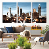 23859158-MGV-CV-36X24-Atlanta Skyline Wall Art – Modern Cityscape Canvas Print with Night Lights and Traffic Trails, Urban Decor for Office, Apartment,