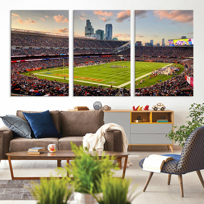 55377093-MGV-CV-36X24-Soldier Field Wall Art – Panoramic Chicago Bears Football Stadium Canvas Print, Game Day Sports Decor for Man Cave, Bar, Office,