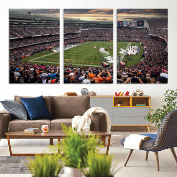 87578930-MGV-CV-36X24-Soldier Field Wall Art – Chicago Bears Football Stadium Sunset Canvas Print, Game Day Sports Decor for Man Cave, Bar, Office, or