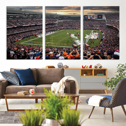 87578930-MGV-CV-36X24-Soldier Field Wall Art – Chicago Bears Football Stadium Sunset Canvas Print, Game Day Sports Decor for Man Cave, Bar, Office, or