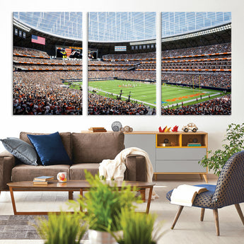 32530647-MGV-CV-36X24-Chicago Bears Stadium Wall Art – Futuristic Dome Arena Canvas Print, Modern Football Concept Design Decor for Man Cave, Bar, or