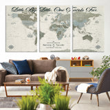 10693204-MGV-CV-36X24-Little By Little One Travels Far Tolkien Quote Blue Green World Map Adventure Wall Art Canvas Print Rustic Wanderlust Travel Decor