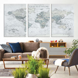 94249974-MGV-CV-36X24-Ours Explore World Map Wall Art – Modern Travel Canvas Print, Neutral Adventure Decor for Living Room, Office, Study, Bedroom,