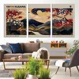 66892669-MGV-CV-36X24-Yayoi Kusama Japanese Inspired Canvas Print – Mt. Fuji & Floral Scene Wall Art, Framed Asian Style Canvas for Home, Office or