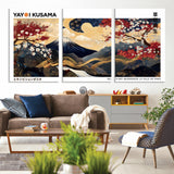 28945903-MGV-CV-36X24-Japanese Wall Art – Mount Fuji Canvas Print with Cherry Blossoms and Golden Wave Motifs, Traditional Asian Inspired Artwork for
