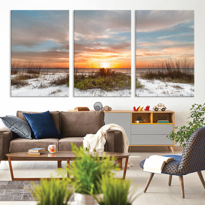 58266230-MGV-CV-36X24-Sunset Beach Canvas Wall Art – Coastal Ocean Landscape Print, Seaside Nature Art for Coastal Chic Decor, Living Room, Bedroom,