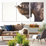 14405507-MGV-CV-36X24-Grizzly Bear Canvas Wall Art – Framed Wildlife Nature Decor, Large Brown Bear Profile Canvas Print for Living Room, Office, or