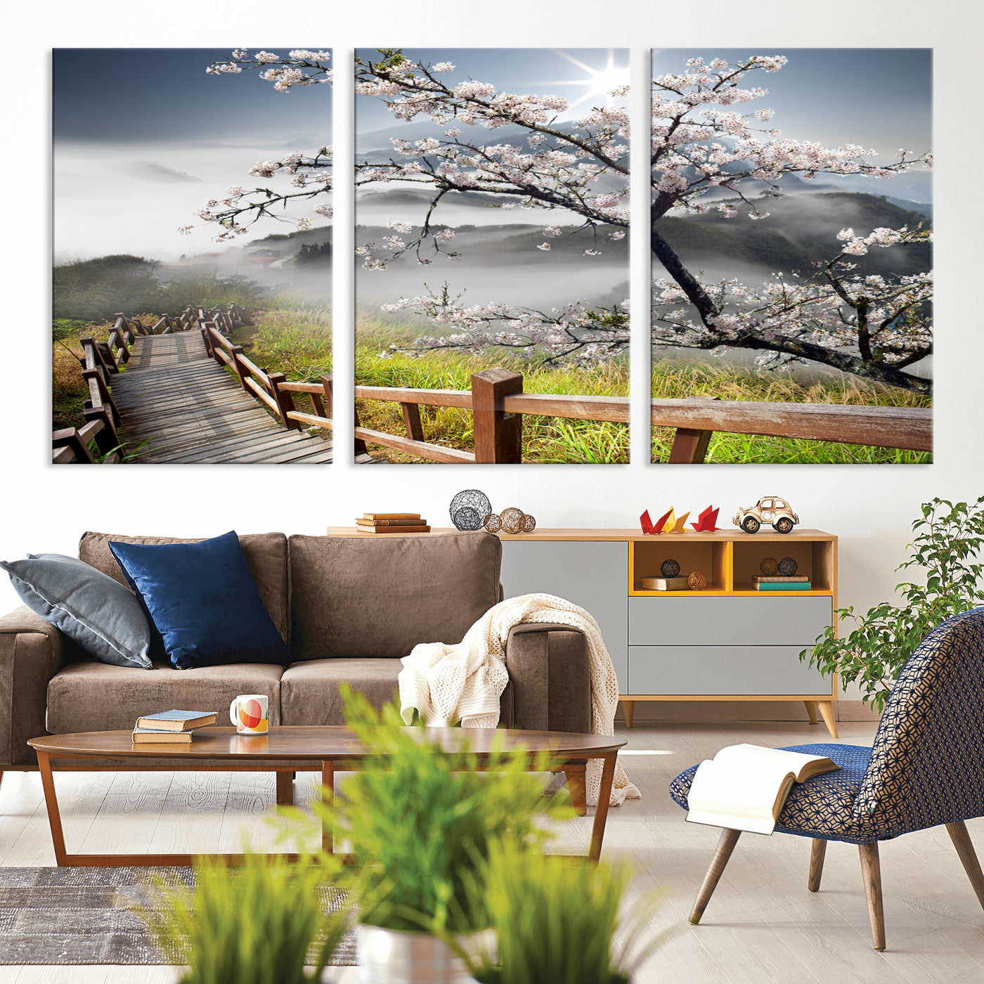 34632598CRY-MGV-CV-36X24-Sakura Cherry Blossom Pathway Canvas Wall Art – Tranquil Walk Through Blossoming Nature – Ready to Hang