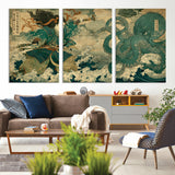 24416422-MGV-CV-36X24-Samurai vs Octopus Wall Art – Japanese Warrior Ocean Battle Canvas Print, Ukiyo e Inspired Decor for Home, Office, or Man Cave