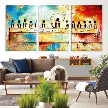 YKE34632598CR-MGV-CV-36X24-Abstract Last Supper with Apostles Wall Art Canvas Print