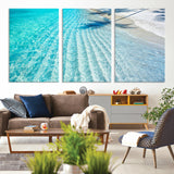 68127042-MGV-CV-36X24-Beach Wall Art – Tropical Ocean Canvas Print, Clear Water and White Sand Photography Decor for Bedroom, Living Room, Office,
