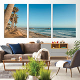 92568259-MGV-CV-36X24-California Beach Wall Art – Palm Tree Pier Canvas Print, Coastal Ocean Photography Seaside Decor for Living Room, Bedroom, Office,