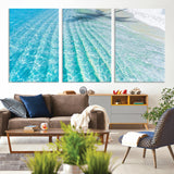 17528159-MGV-CV-36X24-Tropical Ocean Wall Art – Turquoise Water Canvas Print, Crystal Clear Beach Waves Photography Coastal Decor for Living Room,