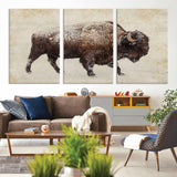 54810031-MGV-CV-36X24-Western Wall Art – Snow Covered Bison Canvas Print, Rustic Wildlife Photography Decor for Bedroom, Living Room, Office, Lodge,