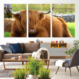 68411138-MGV-CV-36X24-Farmhouse Wall Art – Highland Cow Canvas Print, Rustic Country Cattle Photography Decor for Bedroom, Living Room, Office, Ranch,