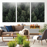84059409-MGV-CV-36X24-Forest Wall Art – Misty Evergreen Trees Canvas Print, Tranquil Nature Photography Decor for Bedroom, Living Room, Office, Cabin or