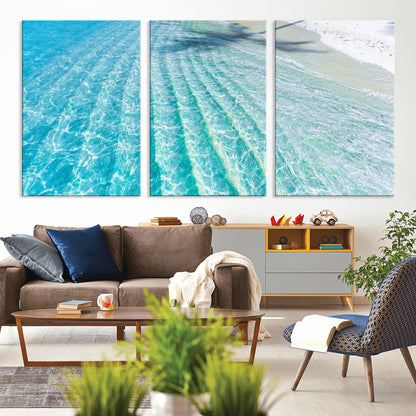 46233906-MGV-CV-36X24-Coastal Wall Art – Turquoise Ocean Waves and White Sand Canvas Print, Tropical Beach Photography Decor for Bedroom, Living Room,
