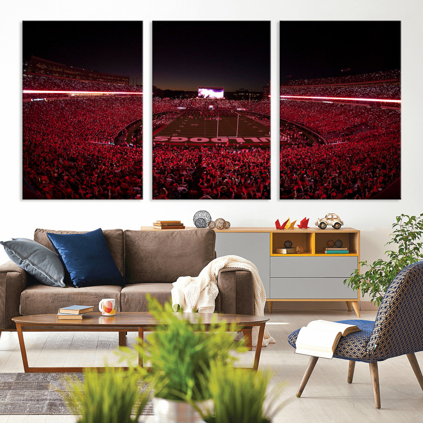 38331045-MGV-CV-36X24-Sanford Stadium Wall Art – Georgia Bulldogs Football Red Night Game Canvas Print, Electric College Sports Decor for Man Cave or