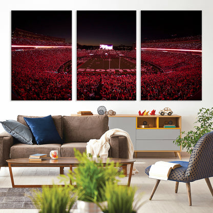 38331045-MGV-CV-36X24-Sanford Stadium Wall Art – Georgia Bulldogs Football Red Night Game Canvas Print, Electric College Sports Decor for Man Cave or