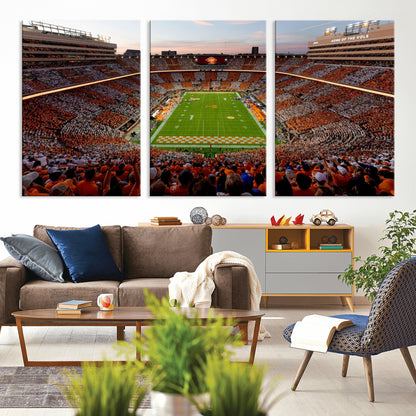 37160229-MGV-CV-36X24-Tennessee Volunteers Wall Art – Neyland Stadium Sunset Checkerboard Game Canvas Print, Vols Football Panorama Sports Decor
