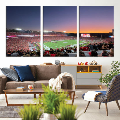 25139565-MGV-CV-36X24-Sanford Stadium Wall Art – Panoramic Georgia Bulldogs Sunset Football Game Canvas Print, Red Crowd Sports Decor for Office, Man