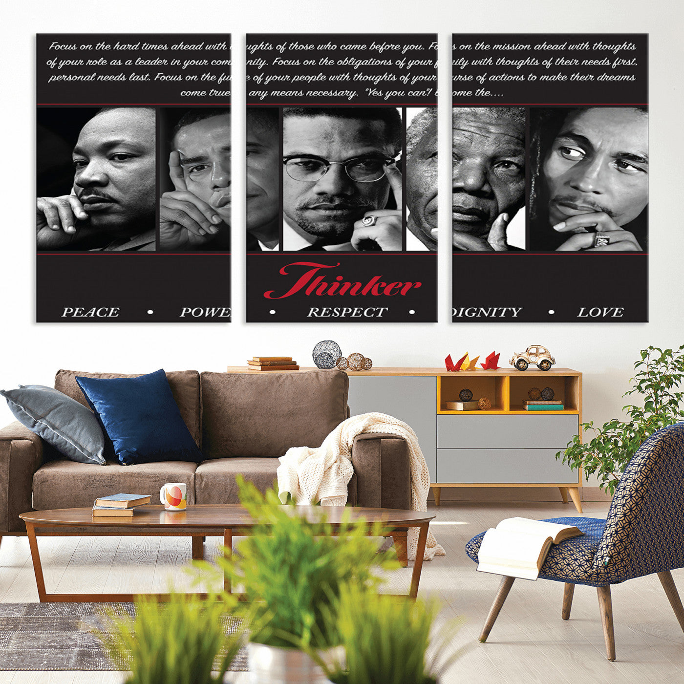 45112-MGV-CV-36X24-Black Icons Wall Art Canvas Print, Framed Thinker Art Picture Print, Motivational Quote Perfect Cultural Modern Decor Artwork