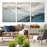 53646-MGV-CV-36X24-Ocean Wave Wall Art Canvas Print, Framed Textured Seascape Art Picture Print, Modern Ocean Perfect Minimal Coastal 2/2 Decor
