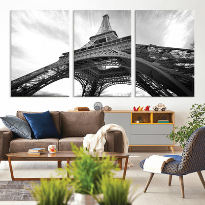 40006-MGV-CV-36X24-Eiffel Tower Wall Art – Black and White Architectural Photo Print, Paris Inspired Decor for Bedroom, Office, Studio or Modern