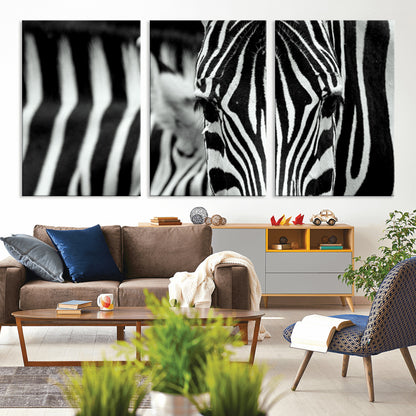 43631-MGV-CV-36X24-Zebra Wall Art – Black & White Safari Wildlife Canvas Print, Modern Animal Photography Decor for Living Room, Office, or Bedroom