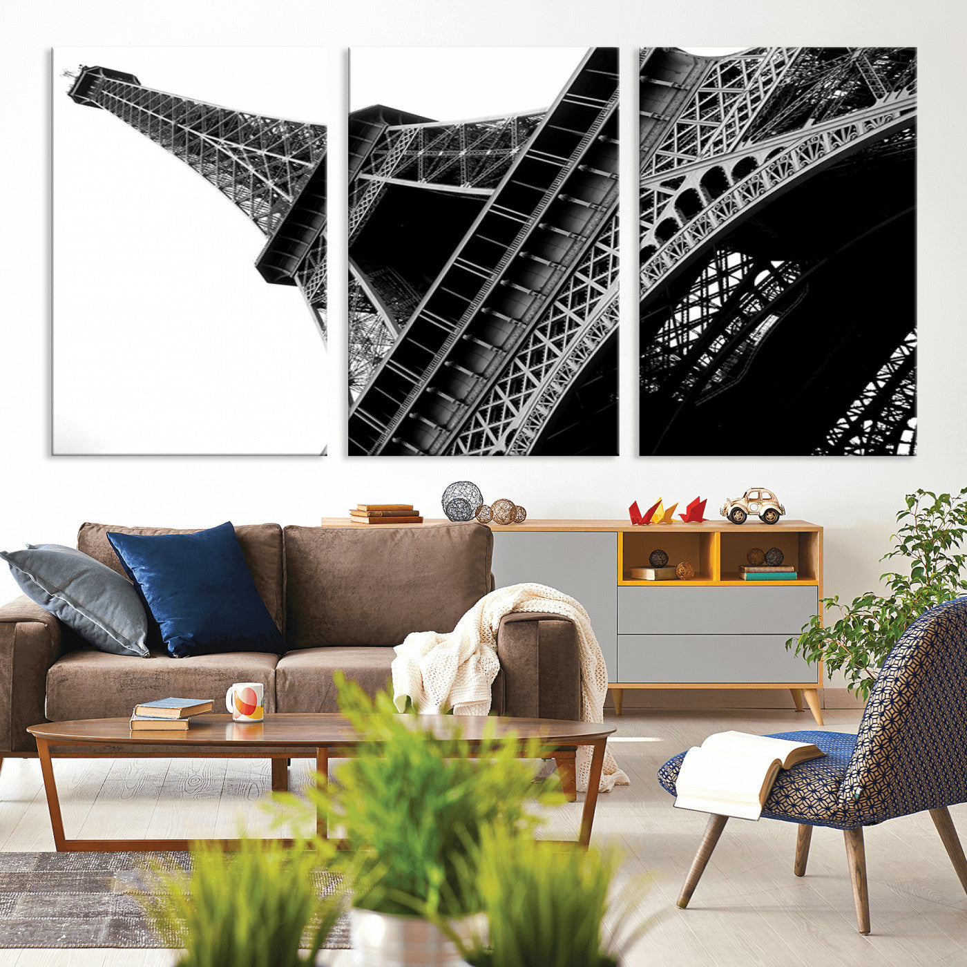 89033-MGV-CV-36X24-Eiffel Tower Wall Art – Dramatic Black and White Architectural Canvas Print, Modern Paris Decor for Office, Living Room or