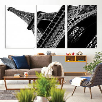 89033-MGV-CV-36X24-Eiffel Tower Wall Art – Dramatic Black and White Architectural Canvas Print, Modern Paris Decor for Office, Living Room or