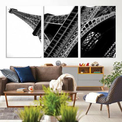 89033-MGV-CV-36X24-Eiffel Tower Wall Art – Dramatic Black and White Architectural Canvas Print, Modern Paris Decor for Office, Living Room or